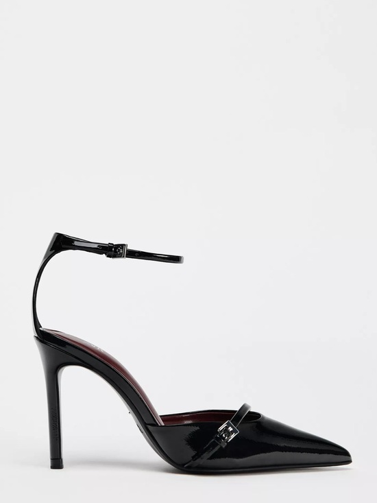 Zara Shoes - Zara Black Patent Pointed-Toe Ankle-Strap Stiletto